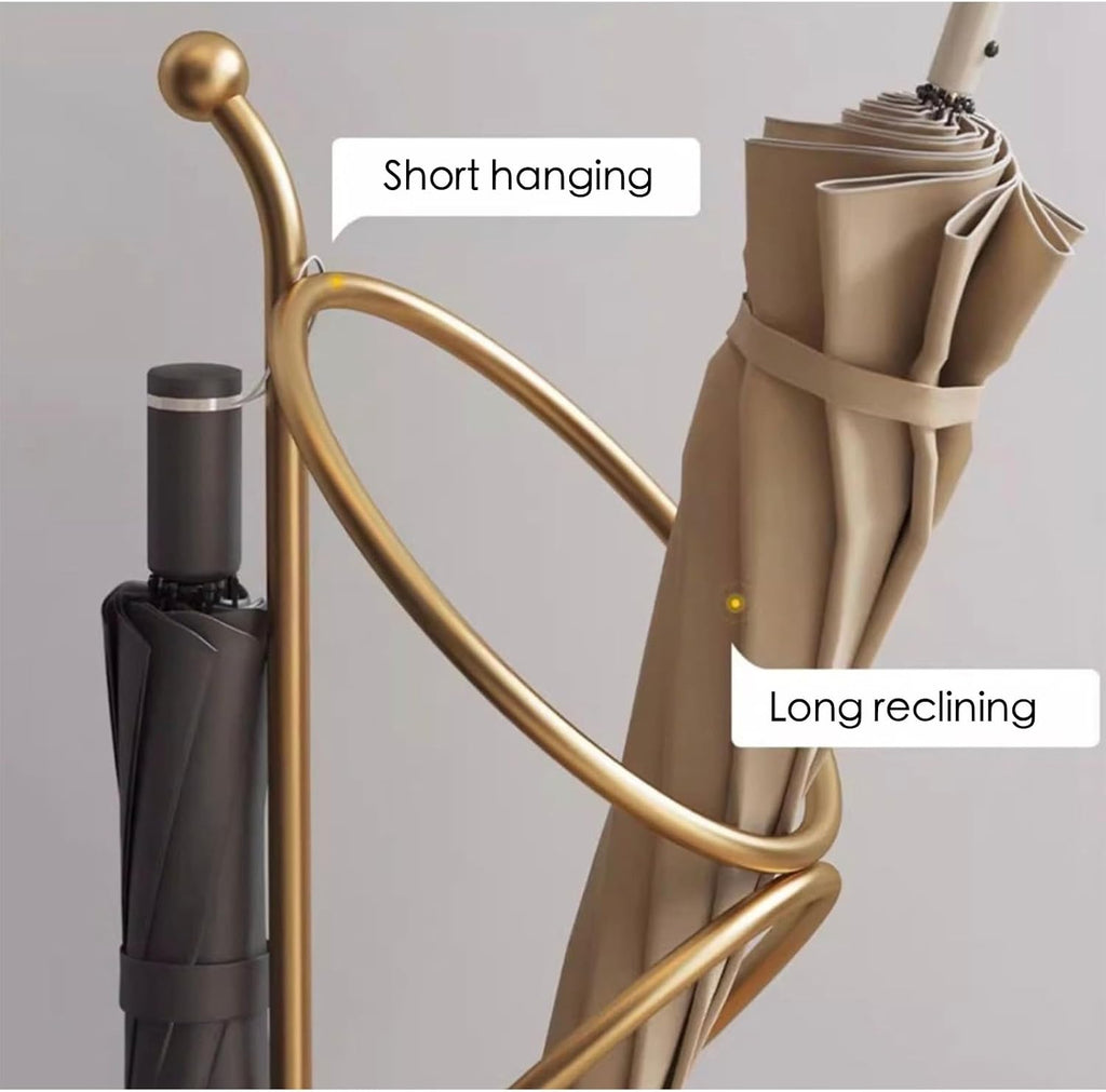 Metal Umbrella Stand At The Entrance, Freestanding Circular Umbrella Holder With Space For Canes And Walking Sticks. Ideal for Hotels, Entryways, Offices, and Hallways，25X10inches (gold)