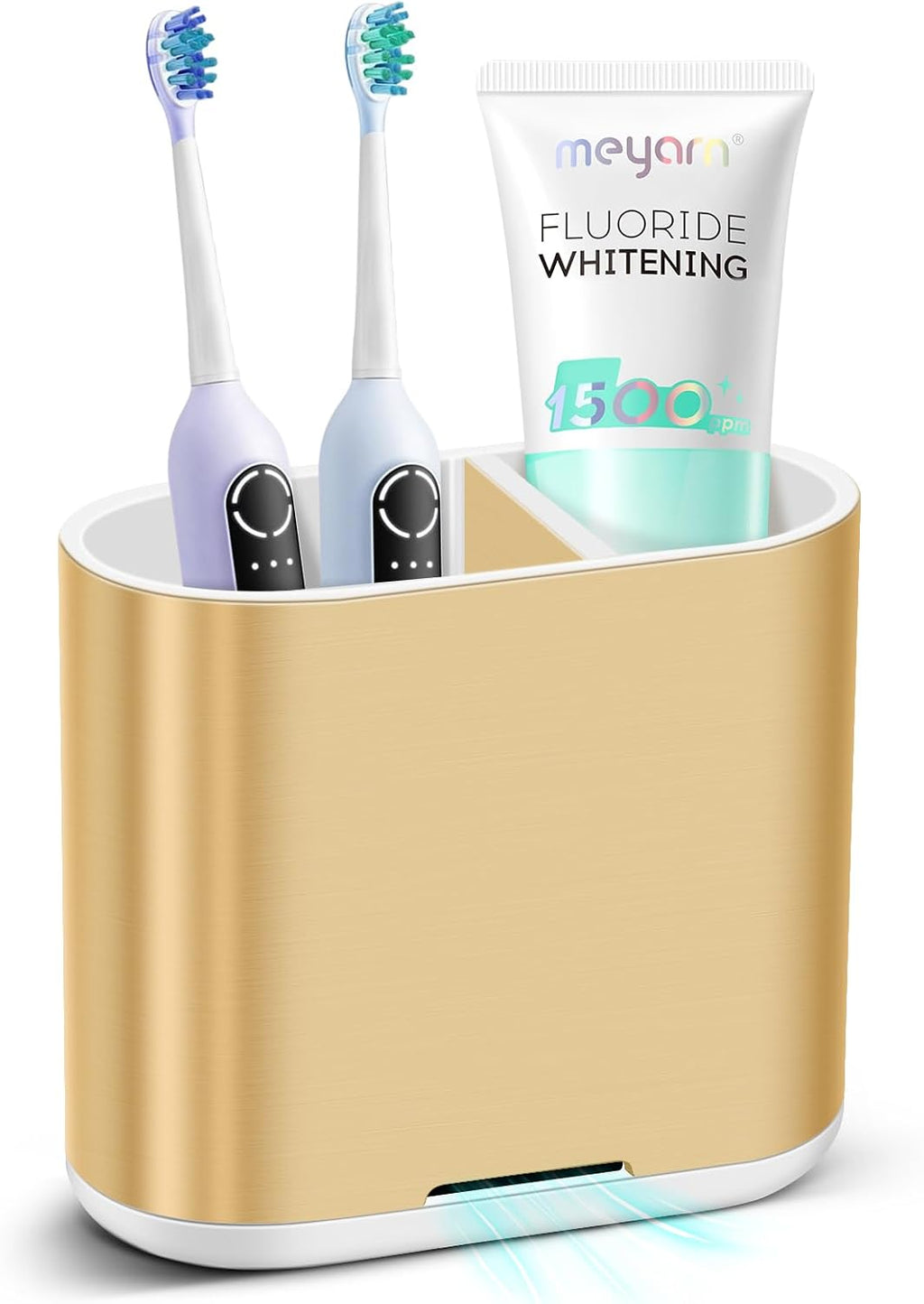 Toothbrush Holders Toothpaste Organizer for Bathrooms, Gold, Small