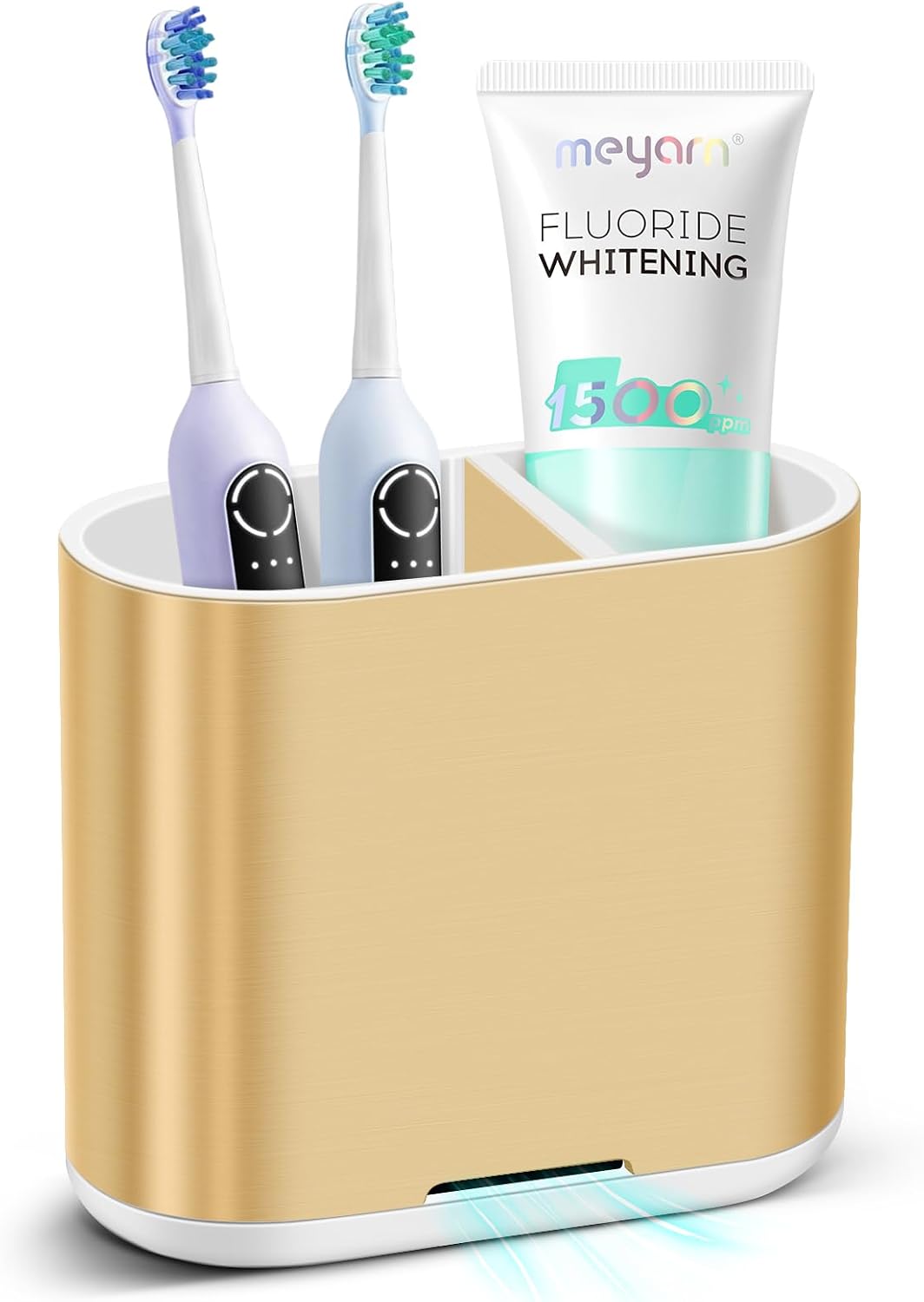 Toothbrush Holders Toothpaste Organizer for Bathrooms, Gold, Small