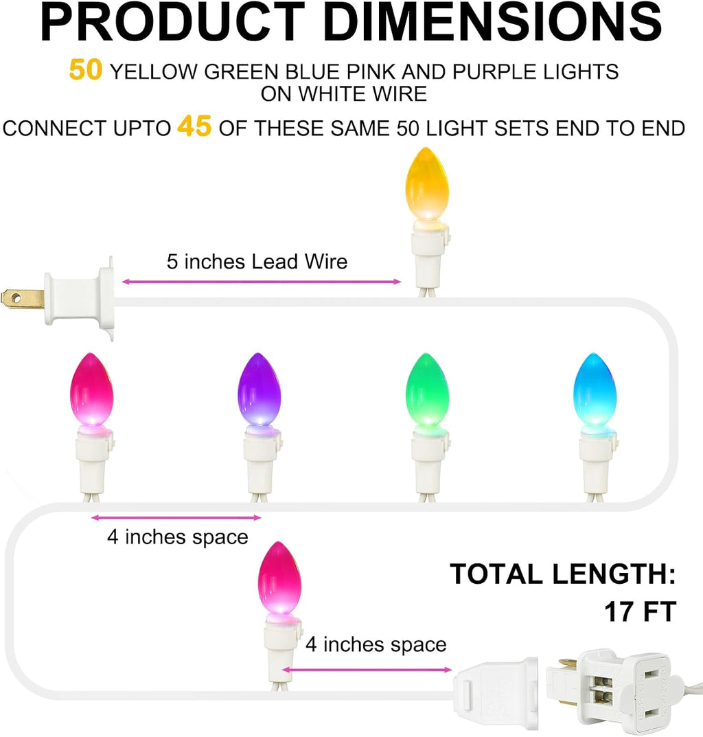 BOHON Easter Decorations Easter Lights String Plug in 50 LEDs Multi Color