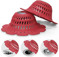 Universal Drain Hair Catcher, 2 Pack Heavy Duty Silicone Tub Hair Catcher Drain Protector for Round Pop-Up & Flat Drains of Bathtub Shower Sink, Cutout Flowers, Fast Draining, No Sliding