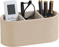 Oval Pen Holder for Desk, Remote Control Holder (Beige)