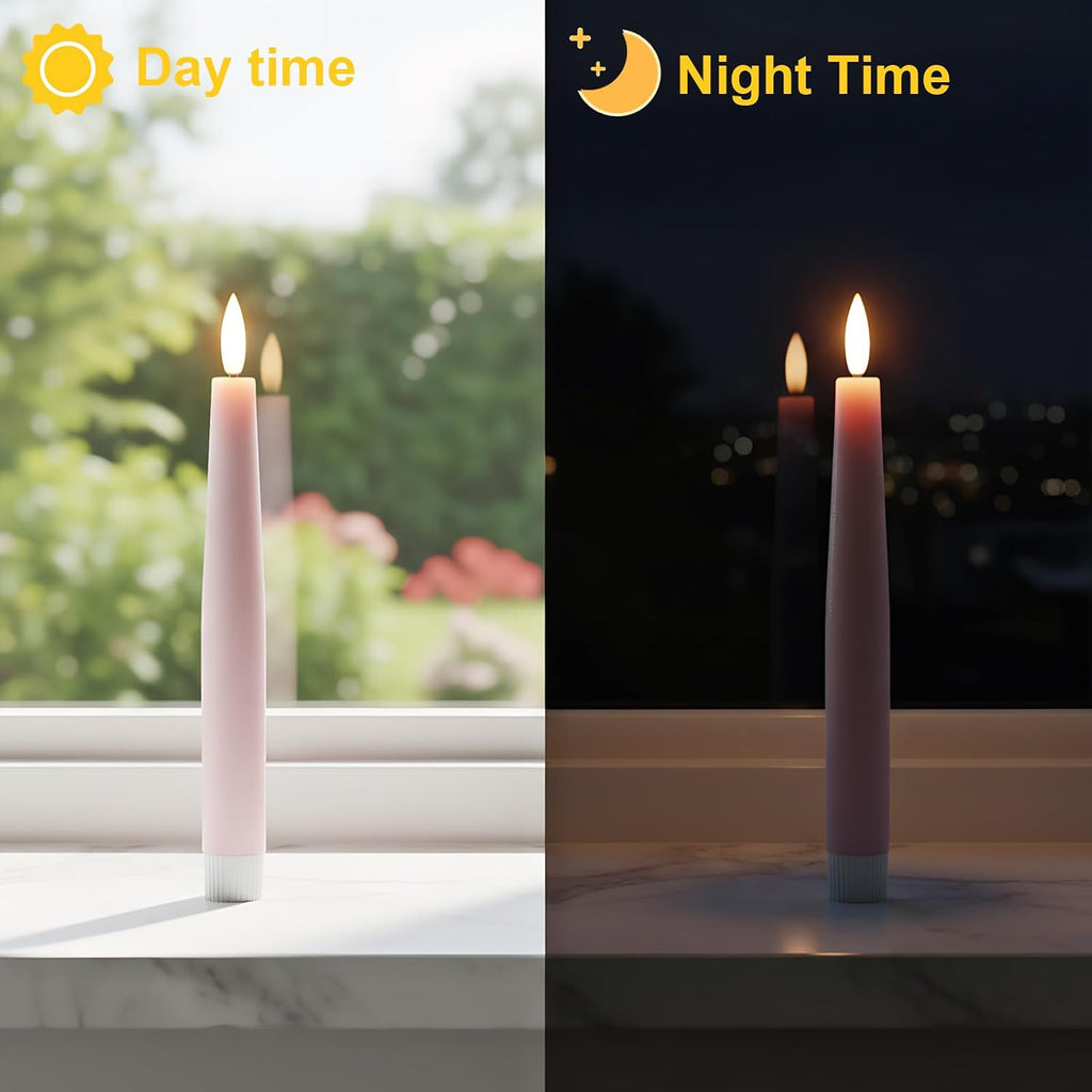 Flameless Taper LED Candles Battery Operated with Remote Timer, Pink