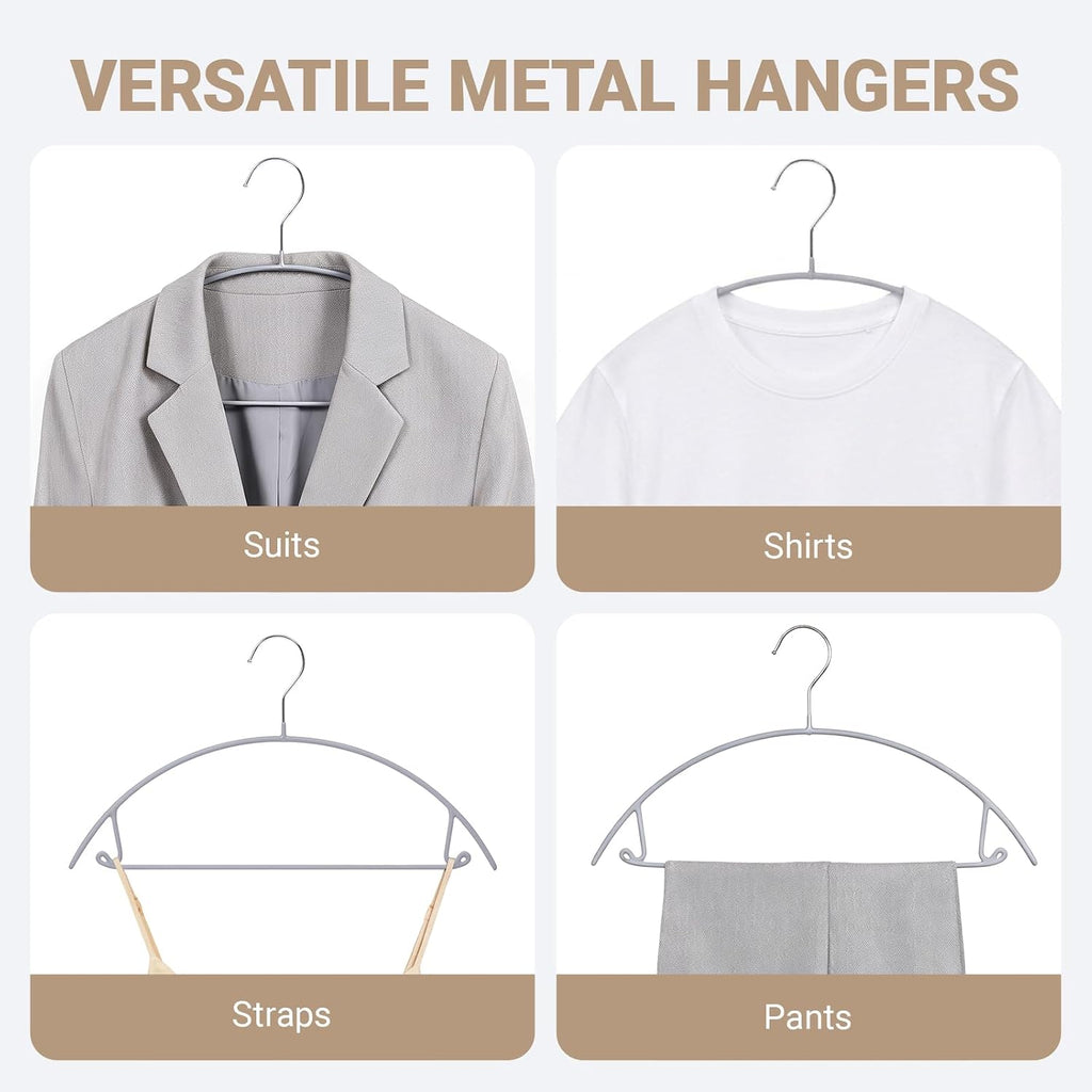 Amber Home 30 Pack No Shoulder Bump Metal Hangers, Non Slip Rubber Coating