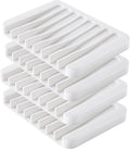 4PCS White Silicone Self-Draining Soap Holders for Shower, Bathroom