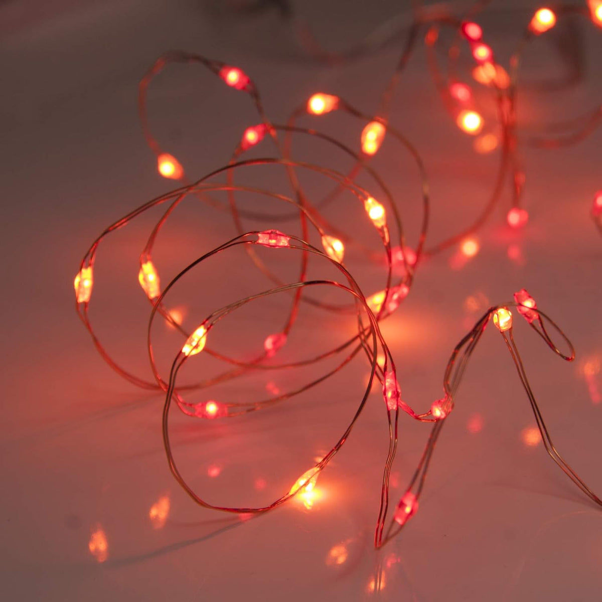 QBIS Christmas Lights Battery Operated, Red & Orange, 40 Micro LEDs 6.5ft