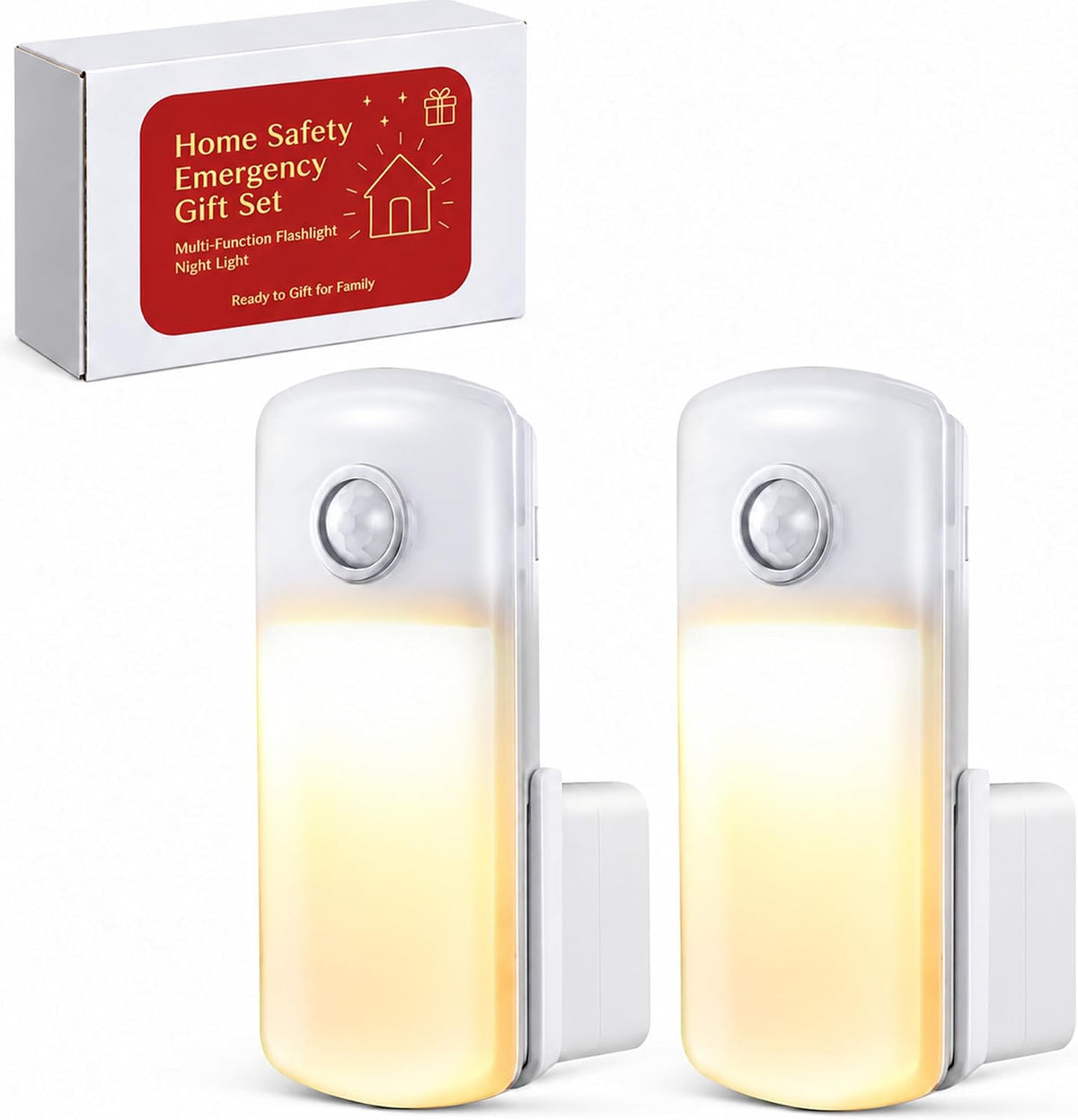 Enhon 2 Pack 4 in 1 Home Emergency Power Failure Night Lights, Warm White