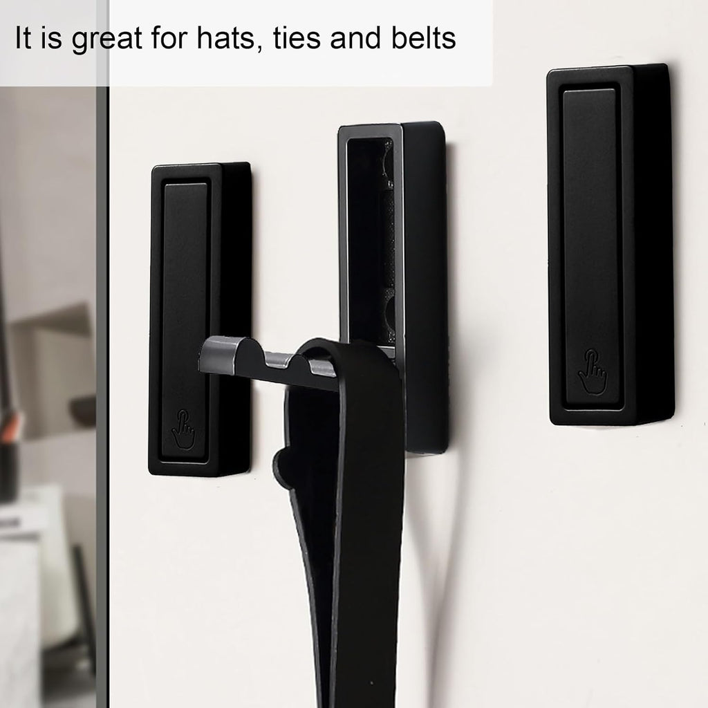 Foldable Black Wall Hooks 4 Pack,Heavy Duty Wall Hooks for Hanging Coats Towels Backpacks Bags Matte Black Towel Hooks in The Bathroom,Closet,Entryway,Pool and Kitchen. (Matte Black, 4)