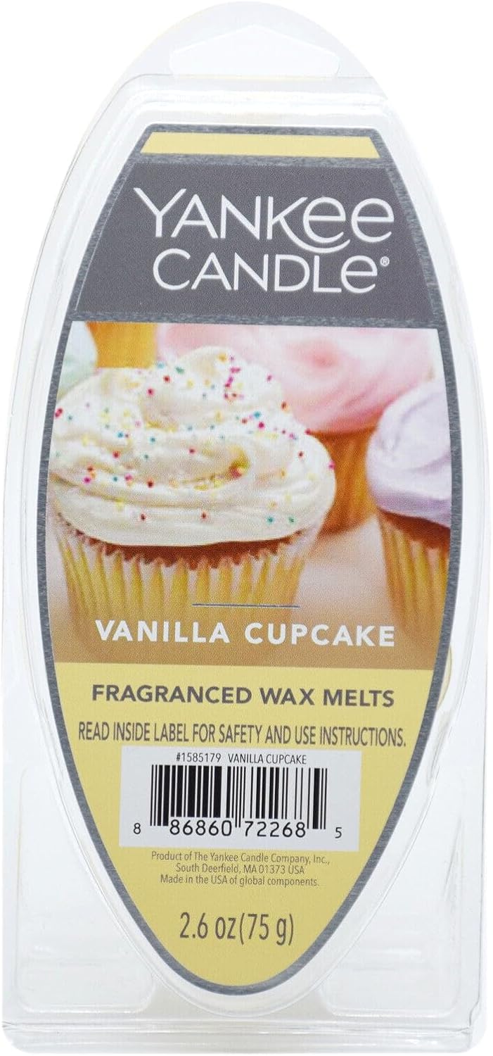 Yankee Candle Scented Wax Melts for Wax Warmers, Candle Wax Melts Refills, Long Lasting Home Fragrance, Vanilla Cupcake 6 Count (Pack of 1)