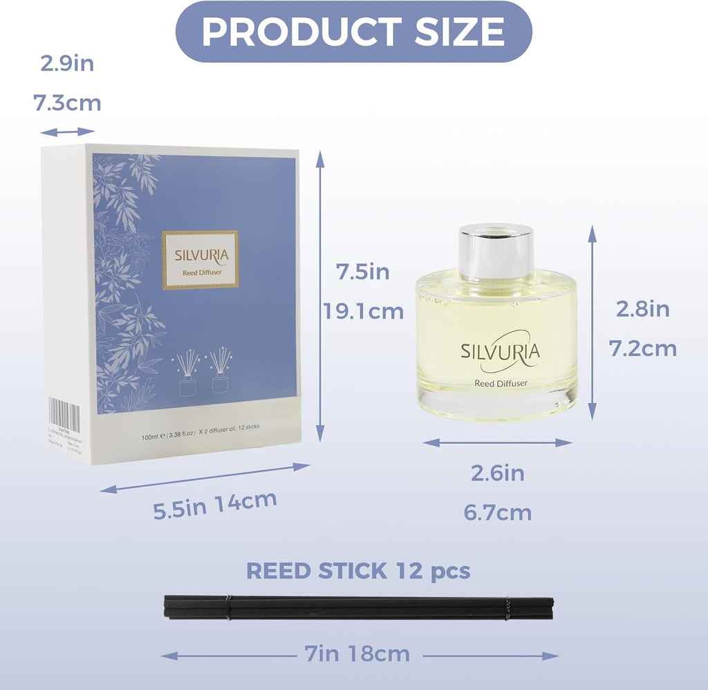 Fresh Linen Scented Oil Diffuser Set,100ml x 2 Pack