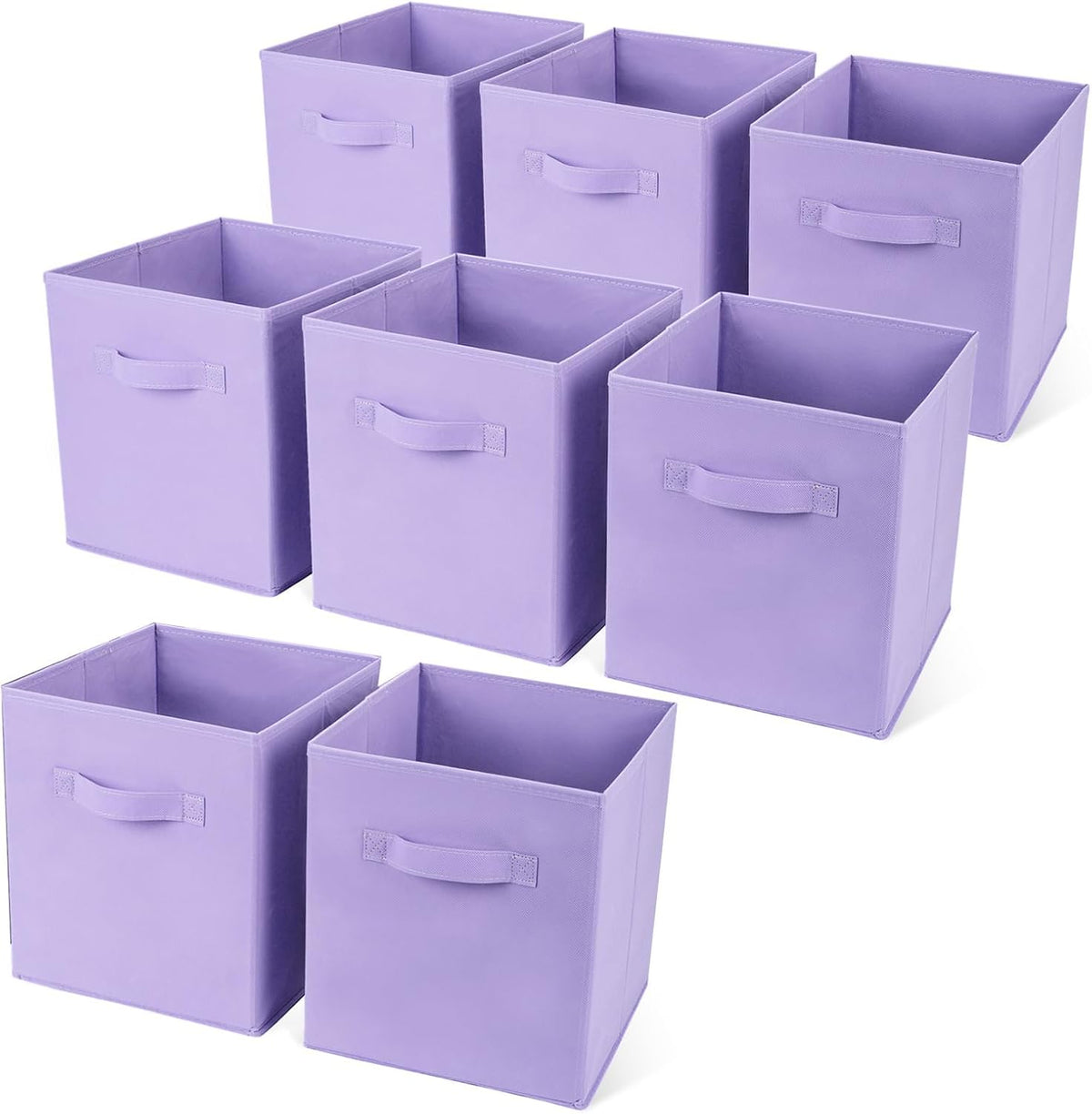 Life Hacks Fabric Storage Bins 8 Pack 11 inch Foldable Storage Cubes with Reinforced Handles Fun Colored Durable Cube Storage Bin for Home, Playroom, Closet Organizers and Storage, Purple