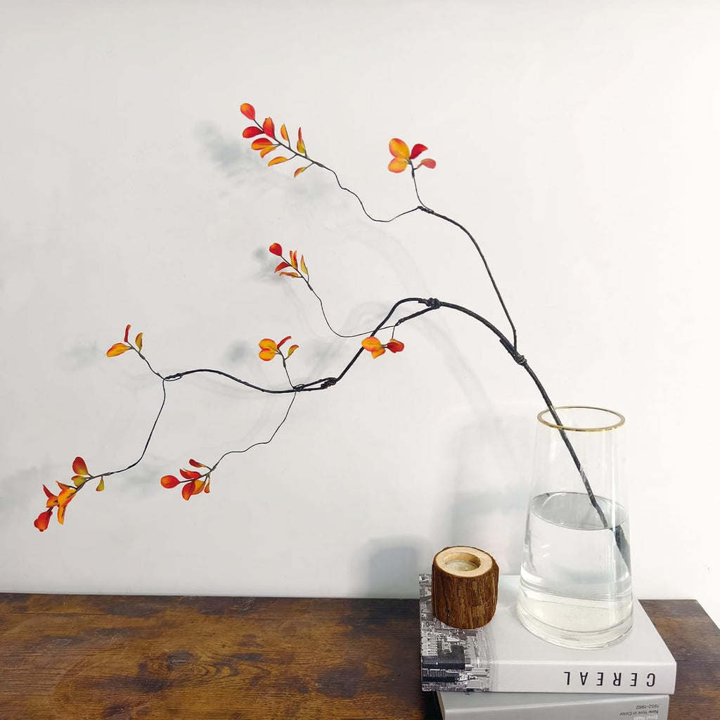 4 Pcs Fall Stems Artificial Ficus Branches Faux Eucalyptus Stems Fall Decor
