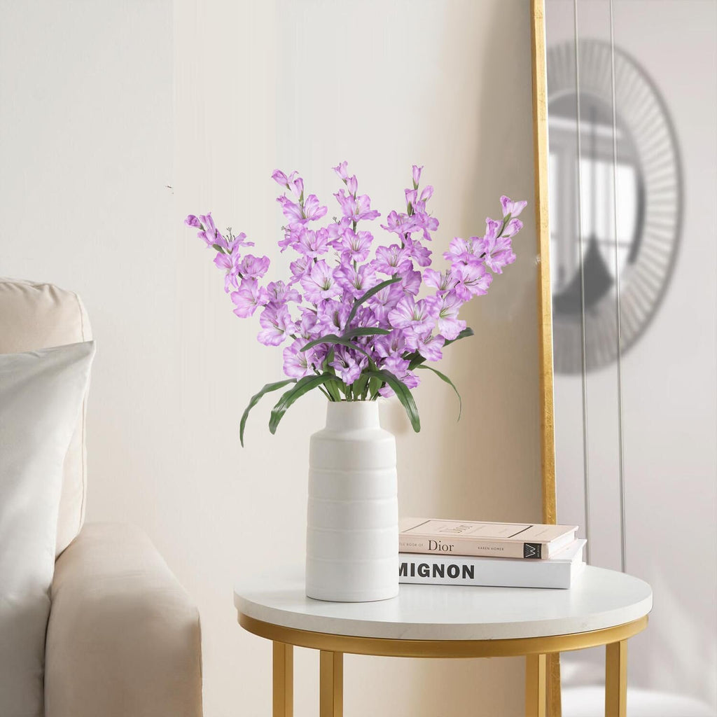 IPOPU Purple Artificial Gladiolus Flowers 5PCS Lavender Flowers Artificial Gladiolus 33" Long Stem Artificial Flowers for Tall Vase Wedding Home Party Table Floral Arrangement (Light Purple)