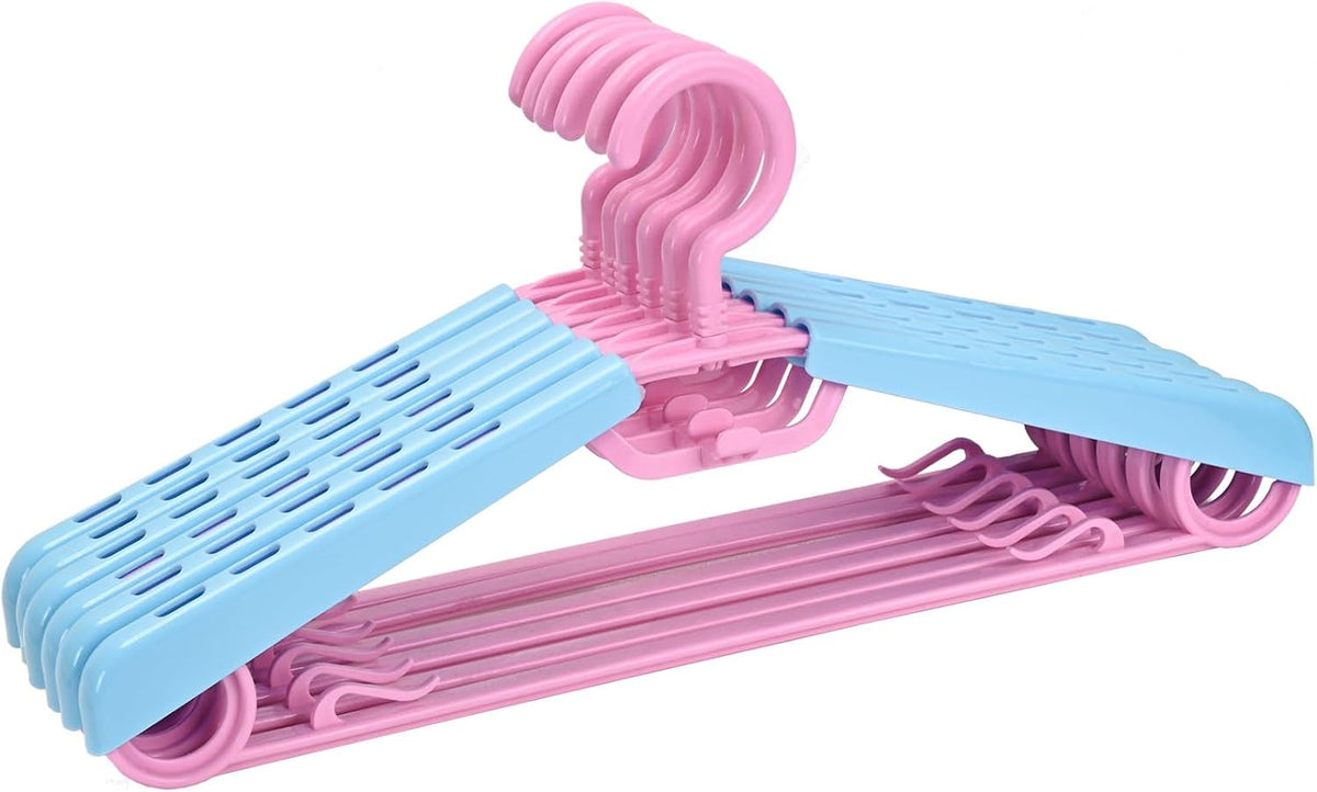 6-Pack Heavy Duty Plastic Extra-Wide Arm 15"-23" Suits Clothes Hangers with Swivel Hooks,Perfect for Coat,Jacket,Dress,Shirt,Trousers or Closet Space Saving,Pink