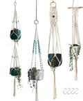 4-Pack Indoor Pot Hanger, Macrame Hanging Planters, Boho Decor for Room/Ceiling/Garden/Balcony (No Pot and Plant Included)
