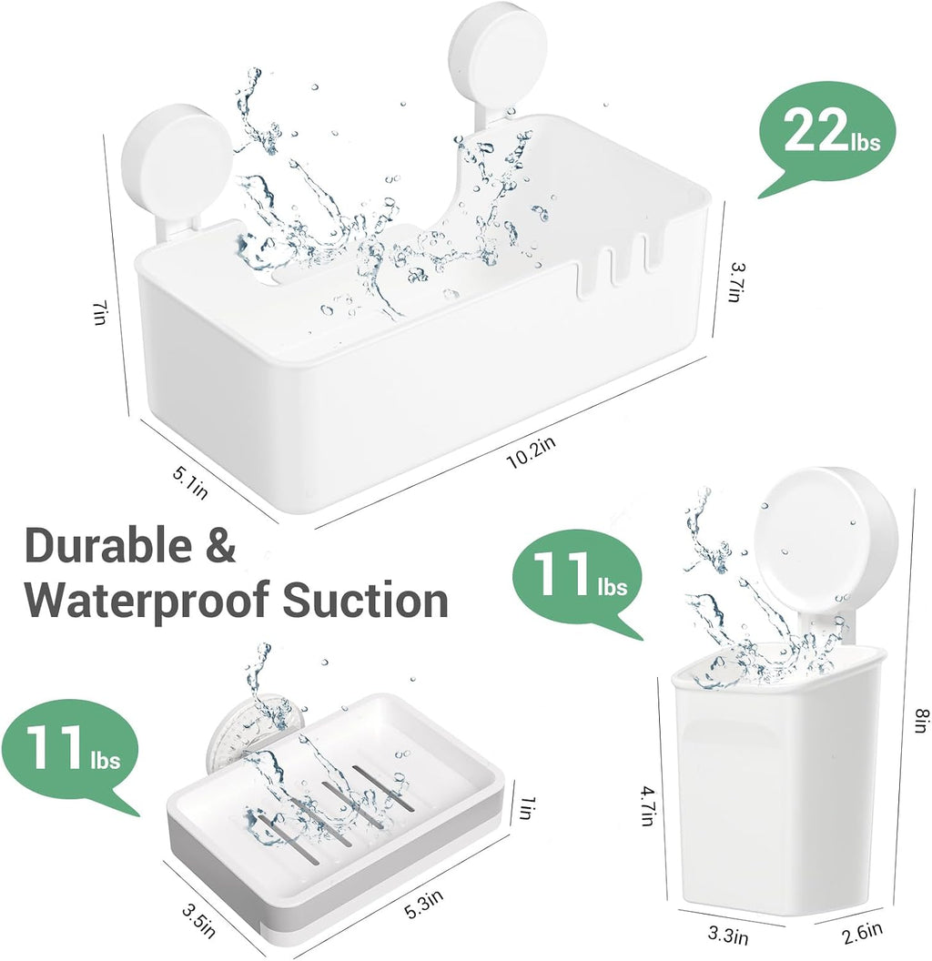 LUXEAR Shower Caddy Suction Cup Shower Basket 3 Pack