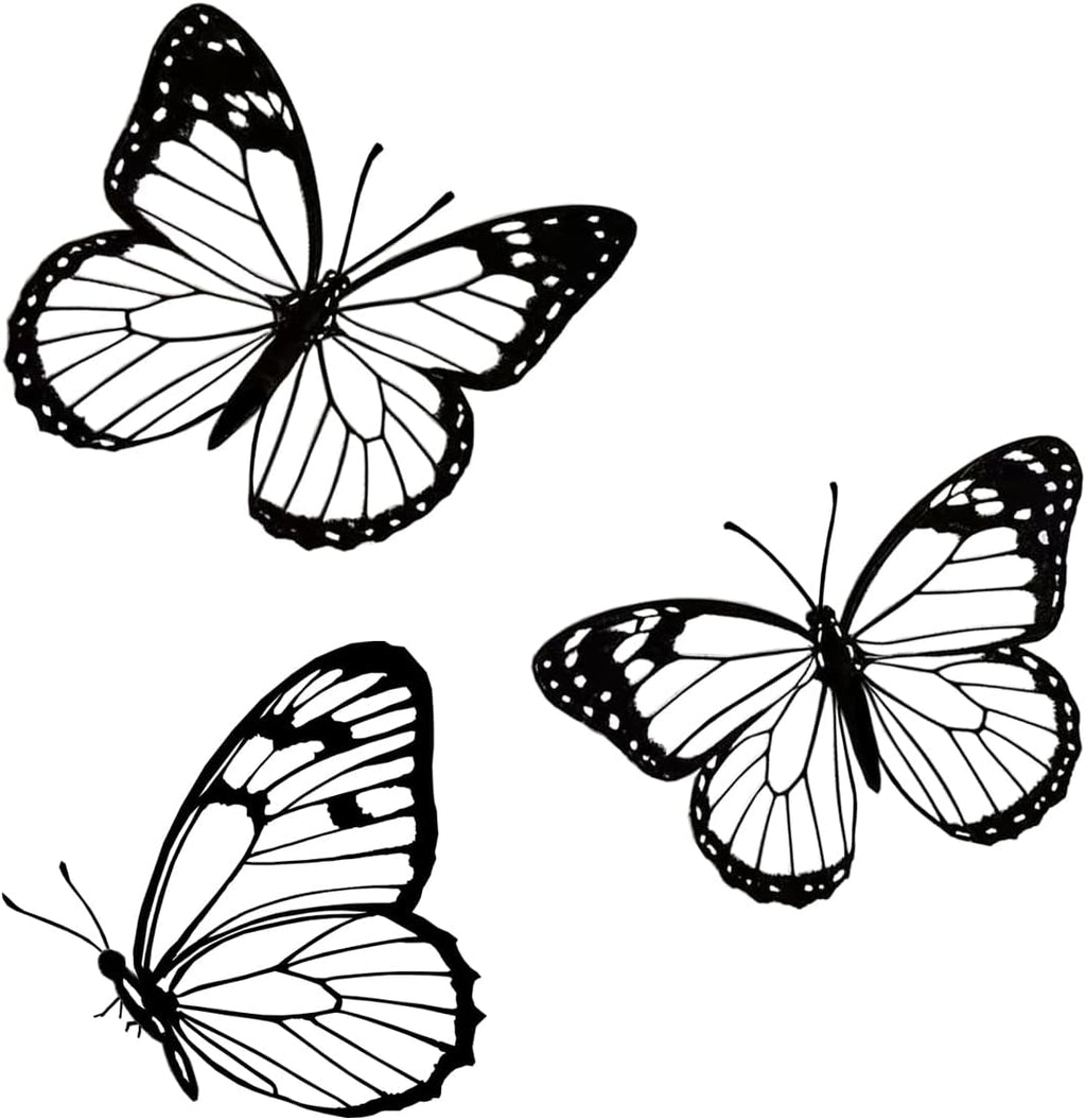 EONBES Black Metal Butterfly Wall Decor Wall Art Wall Sculpture, 3 Pieces