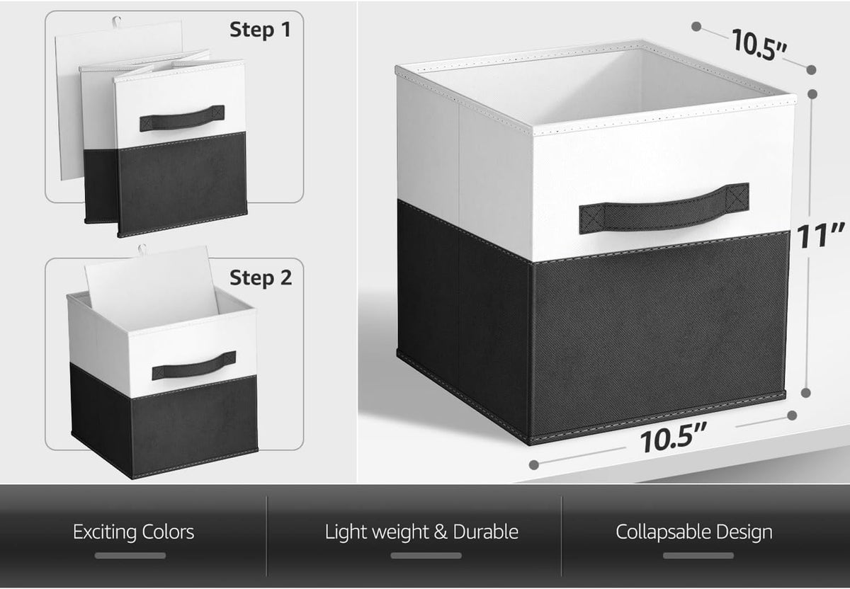 Sorbus Fabric Storage Cubes, 6-Pack Foldable Bins (Black)