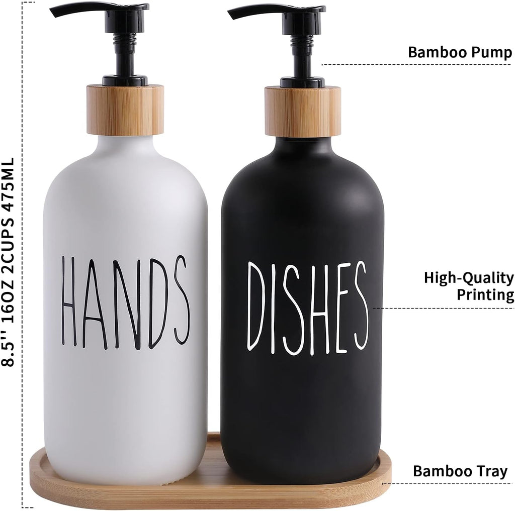 MOMEEMO Soap Dispenser Set, Black & White