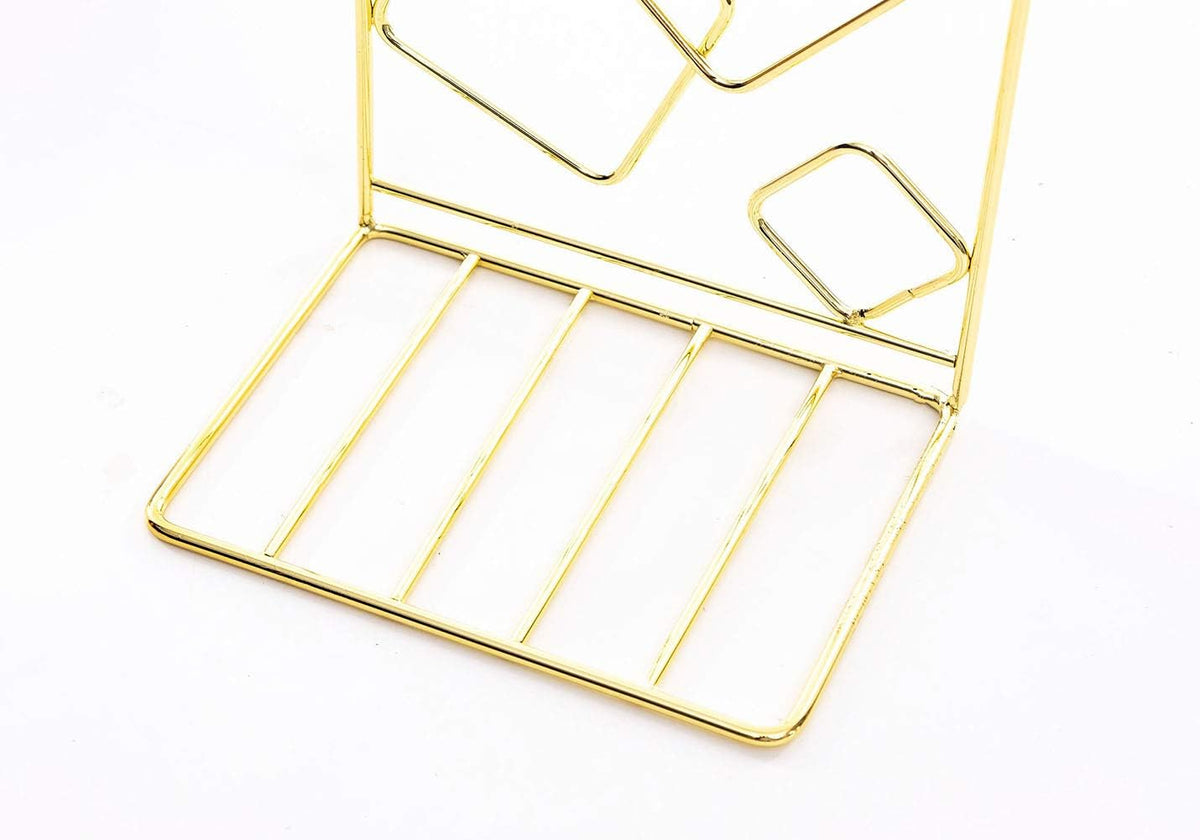 Agirlgle Bookends Metal Book Ends Heavy Duty Modern Decorative Bookend Bookshelf Decor for Home Library Office School Book Display Desktop Organizer Gift (Gold)