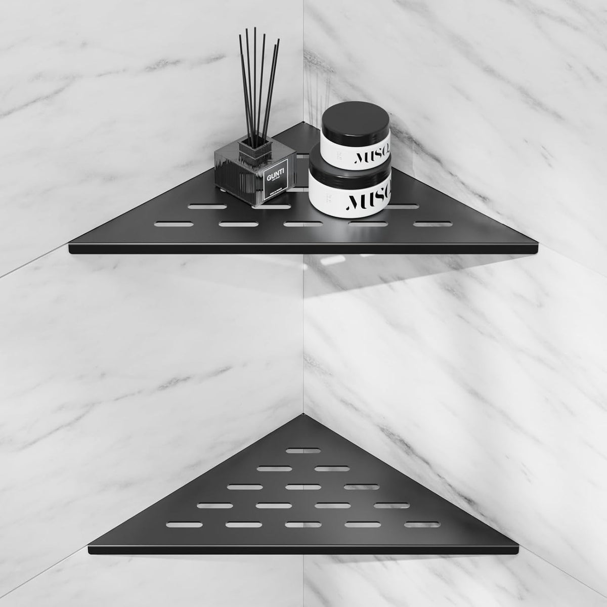 lives Shower Corner Shelf 2 Pack, 10-Inch 304 Stainless Steel, Matte Black