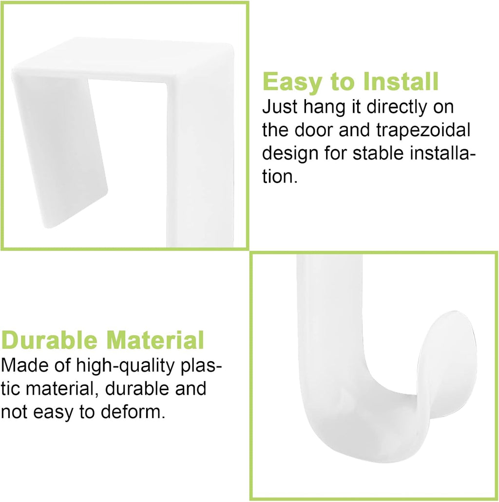 Over The Door Hooks, 10 Pcs Plastic Over The Door Hooks Hangers Durable Cabinet Door Hooks Organizer White Door Hooks for Bathroom, Bedroom, Kitchen (White)