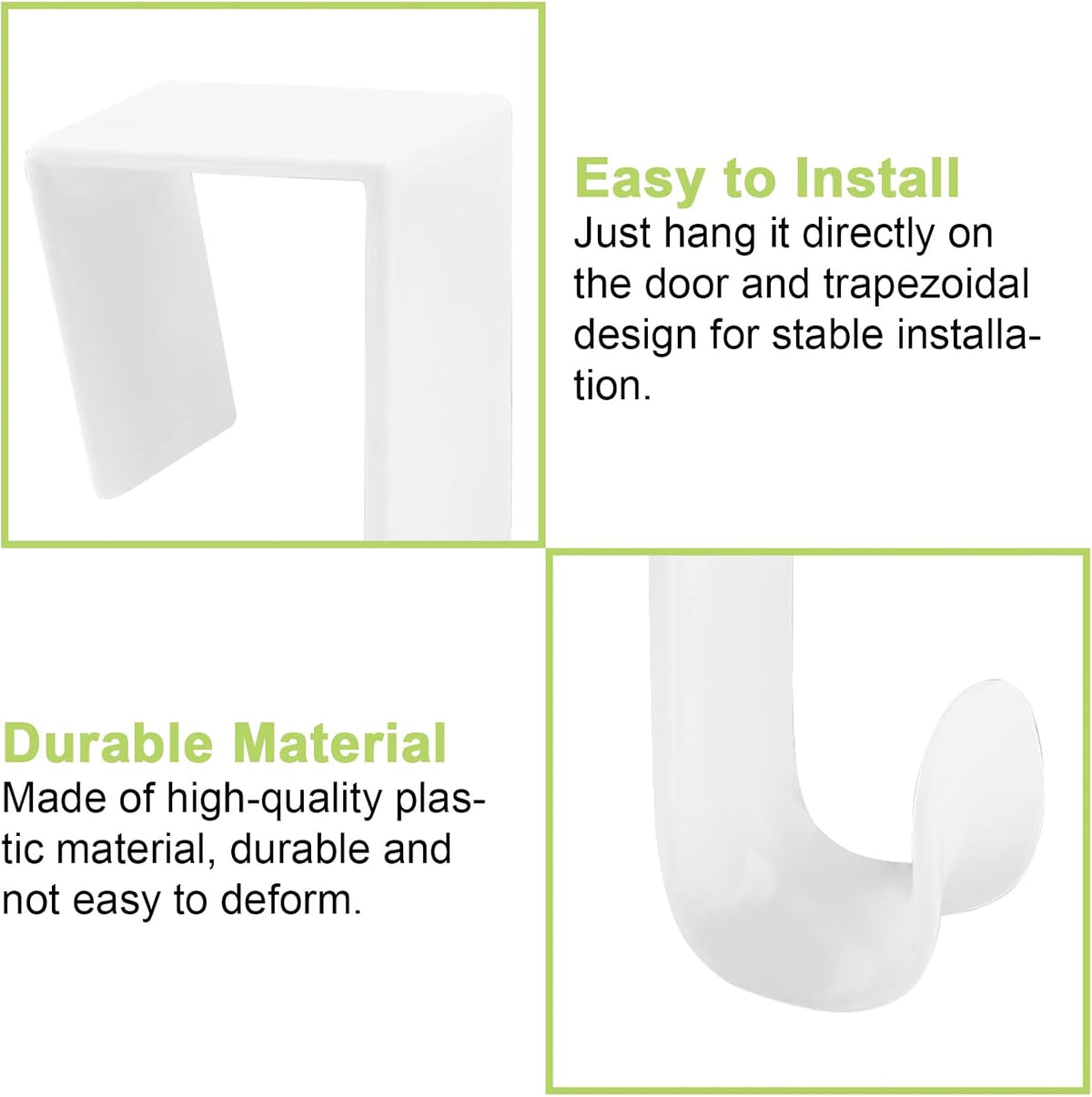 Over The Door Hooks, 10 Pcs Plastic Over The Door Hooks Hangers Durable Cabinet Door Hooks Organizer White Door Hooks for Bathroom, Bedroom, Kitchen (White)