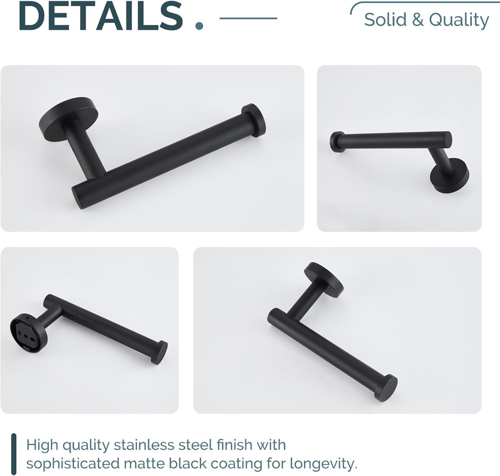 Angle Simple Toilet Paper Holder Matte Black, Toilet Roll Hanger for Wall