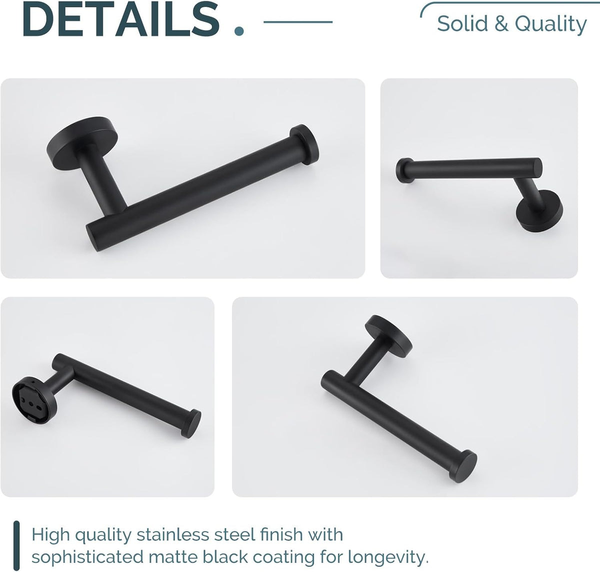 Angle Simple Toilet Paper Holder Matte Black, Toilet Roll Hanger for Wall