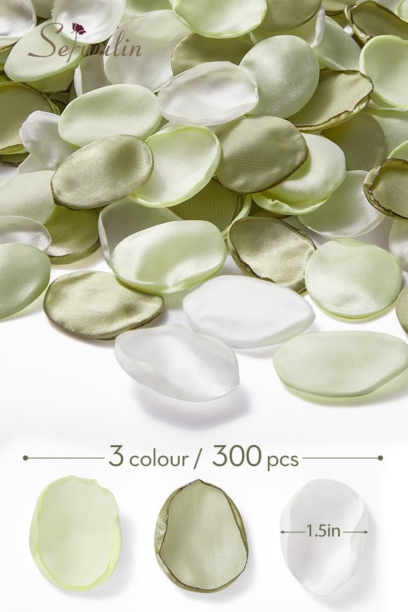 Serwalin 300pcs Silk Rose Petals Sage Green Flower Petals for Wedding Decor