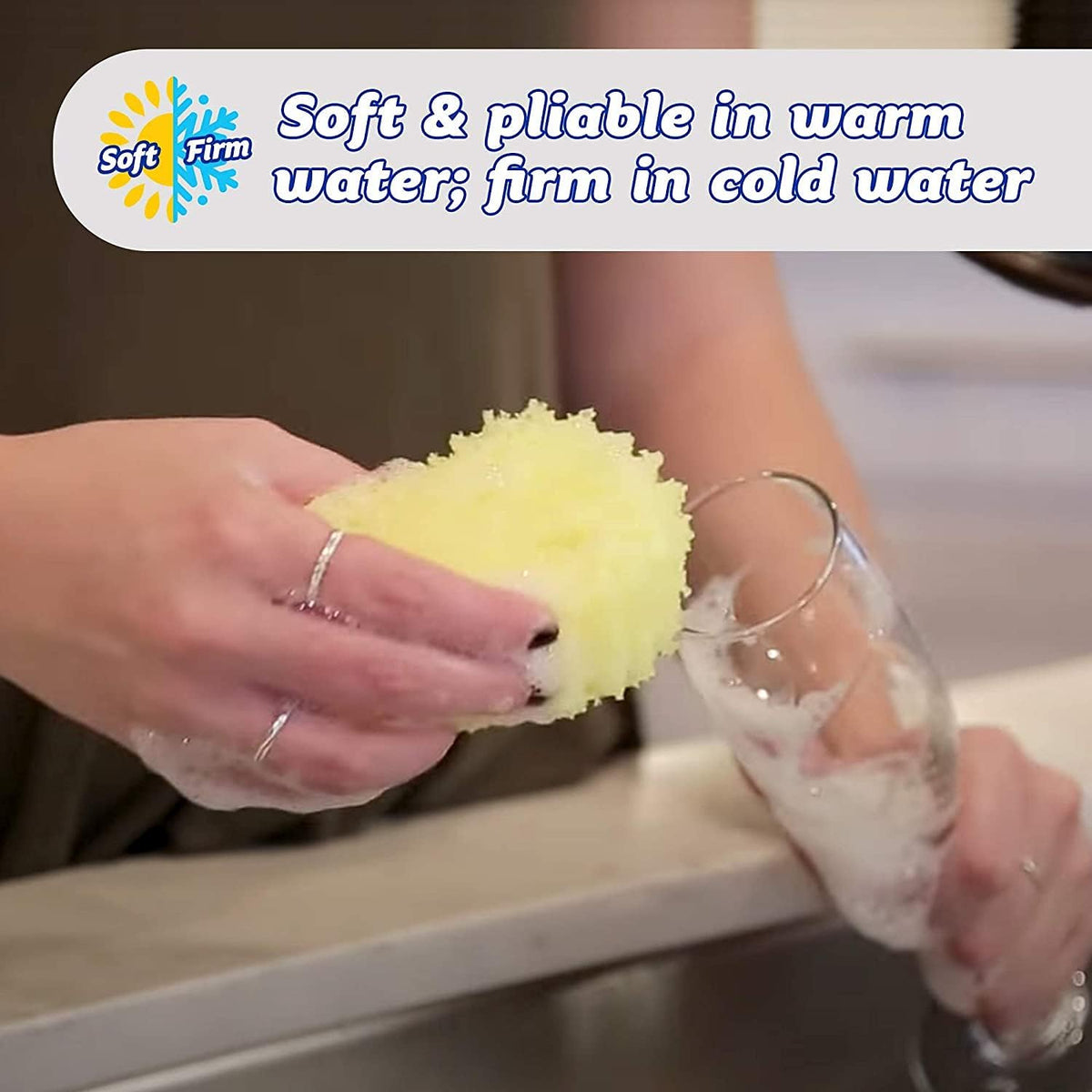 Scrub Daddy Smiling Scrubber, Grey - Scratch-Free Multipurpose Dish Sponge - BPA Free & Made with Polymer Foam - Stain & Odor Resistant Kitchen Sponge (1 Count)