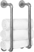 HouseAid Industrial Pipe Towel Rack, Farmhouse Bathroom Towel Storage Holder, Vintage Style Towel Organization, Wall Mounted, Antique Silver
