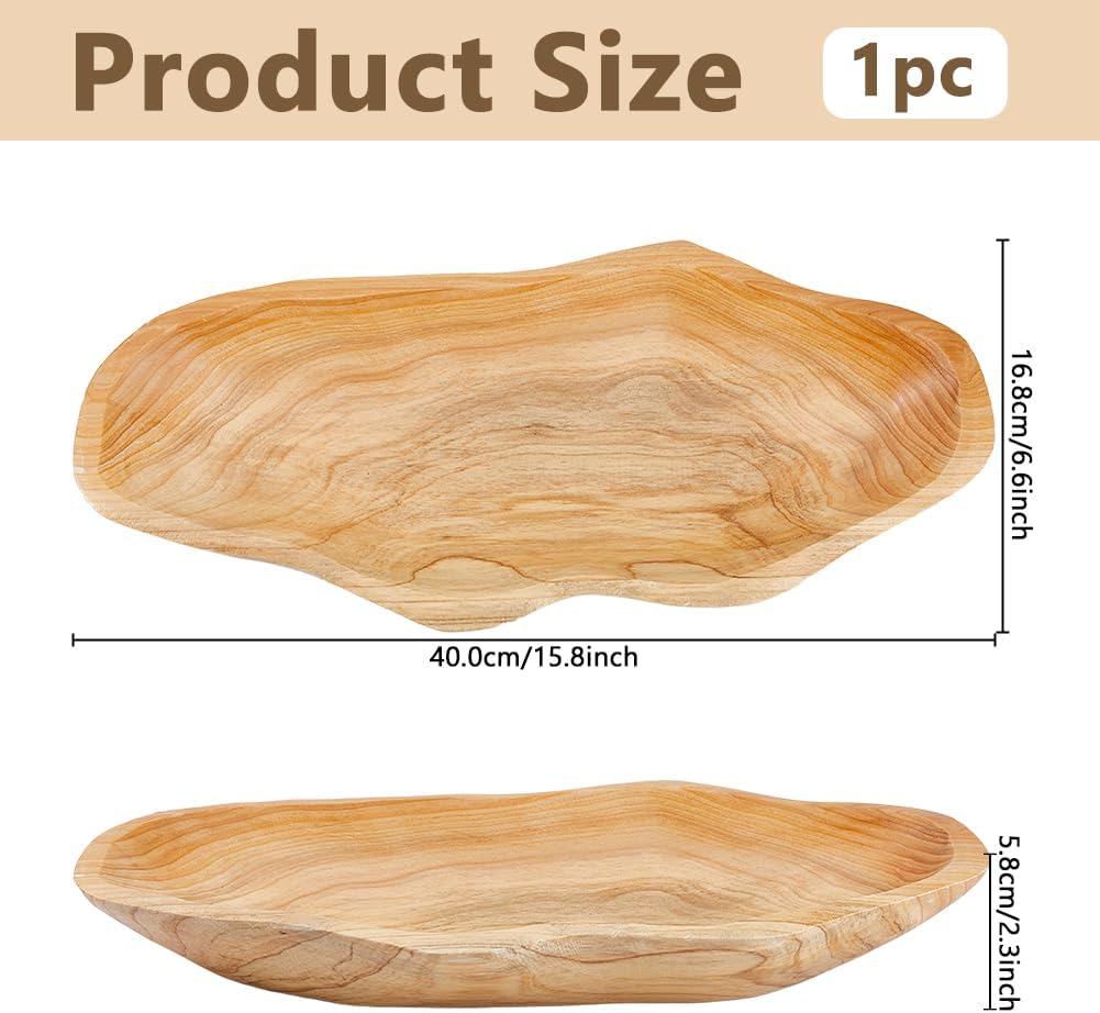 DICOSMETIC Wooden Fruit Bowl Rustic Fruit Tray Housewarming Serving Platter
