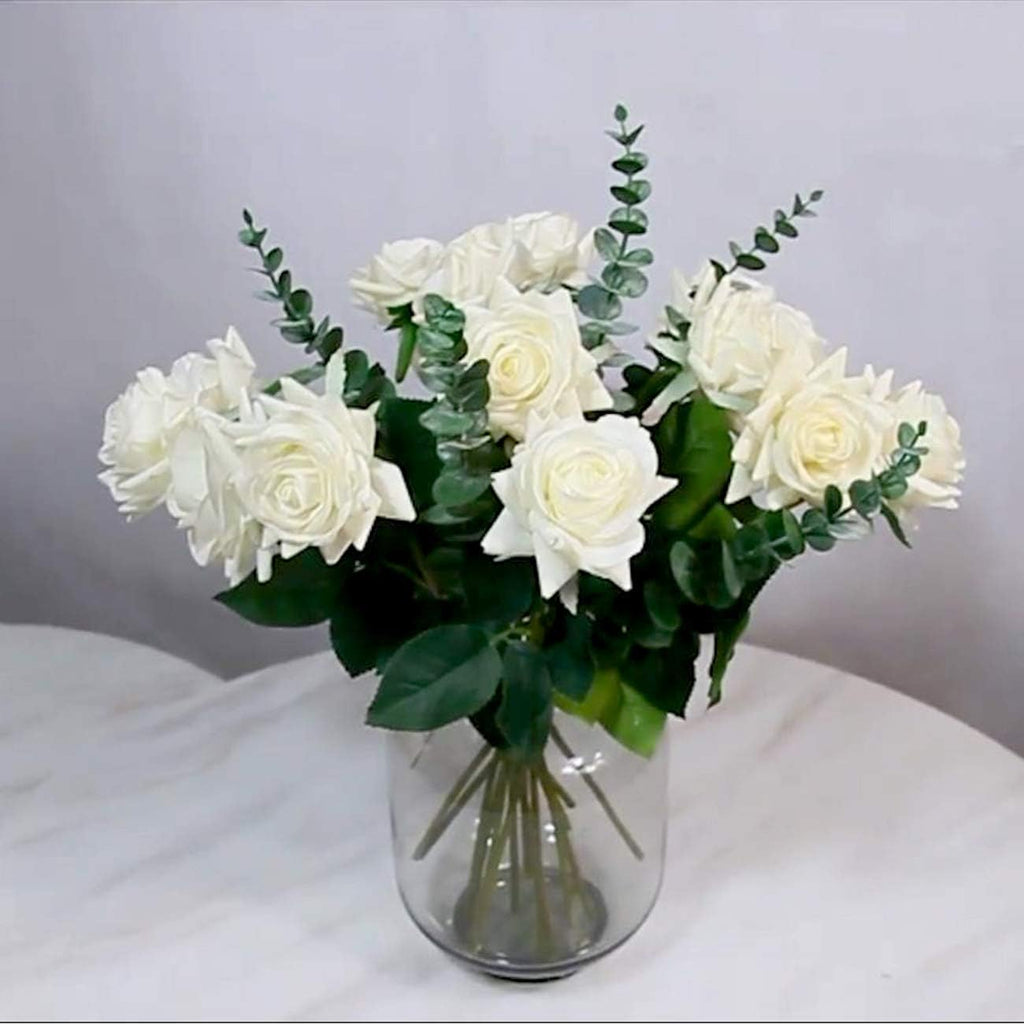 Tinsow 5 Pcs Artificial Eucalyptus Leaves Faux Eucalyptus Stems