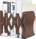 Aobopar Adjustable Metal Book Ends for Shelves Brown