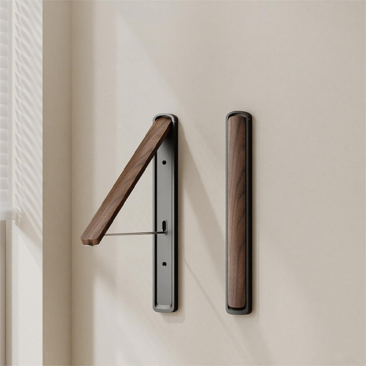 Wall-Mounted Retractable Clothes Drying Rack(Walnut, 1 Pack)