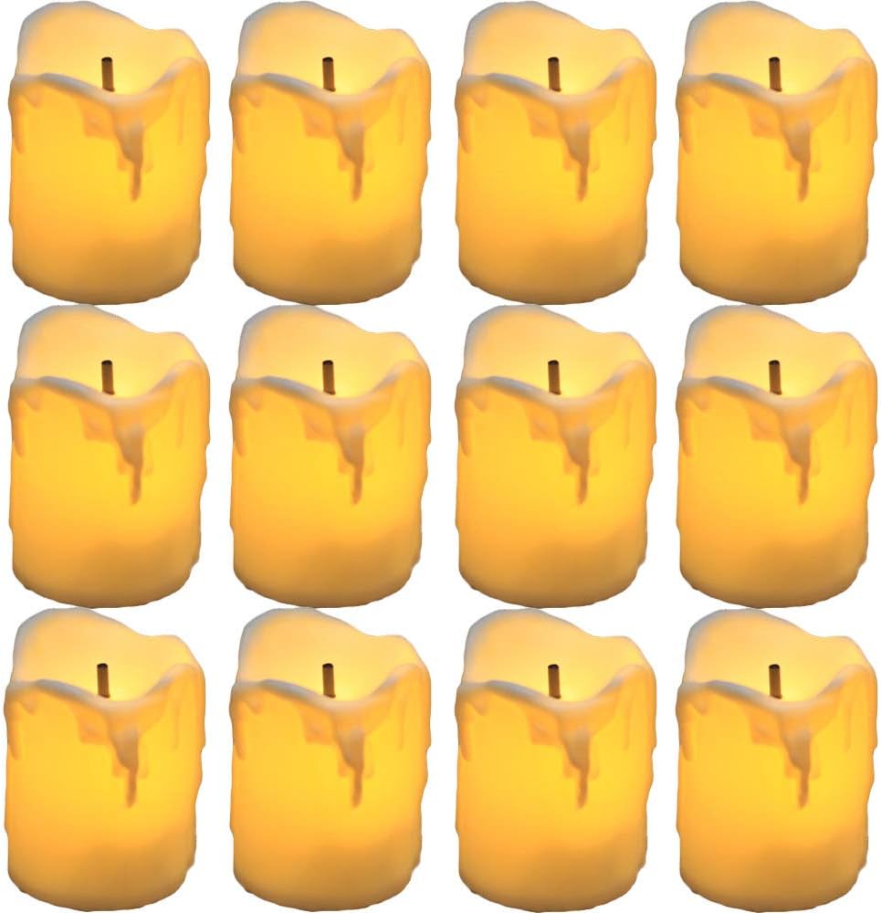 YASENN Led Tea Lights Candles Battery Operated Candle LED Flameless Candle Drips Votive Candle Fake Candles for Halloween Thanksgiving Christmas Decorations(1.5"x2" 12pack)