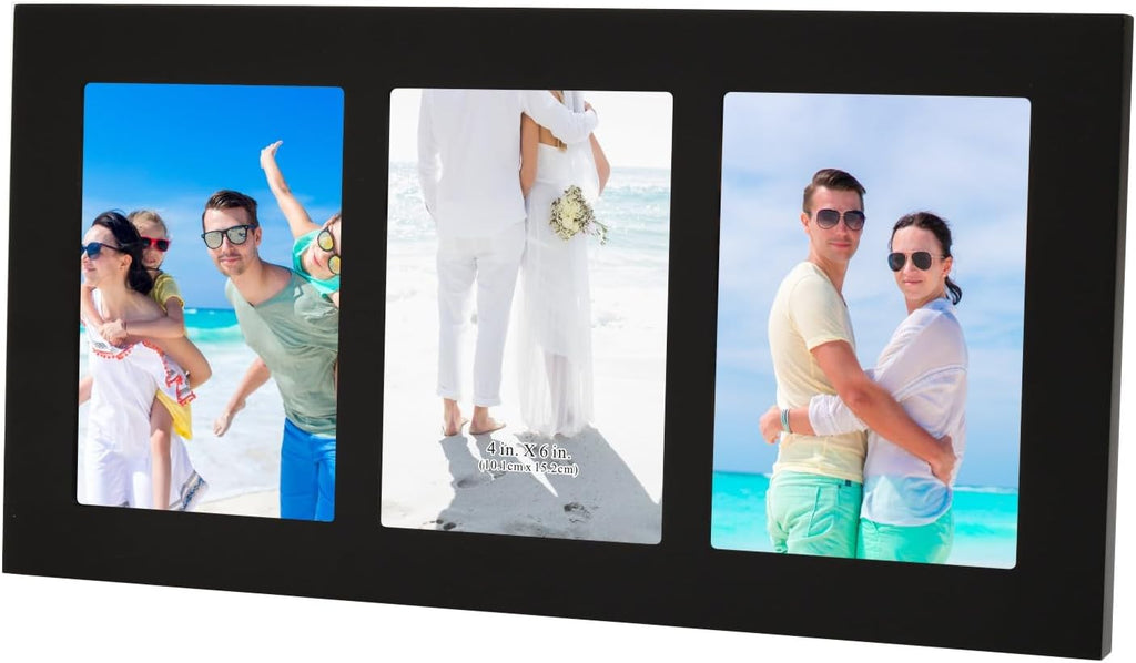 Collage Picture Frame Black Wood 4x6 3-Opening 1 Pack