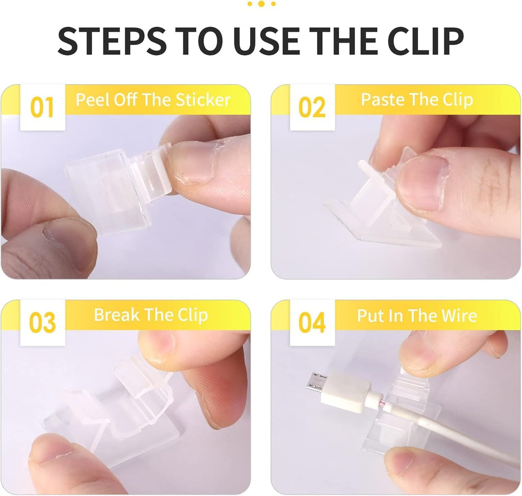 Viaky 30Pcs Clear Cable Clips with Self Adhesive Backed Nylon Cord Holder