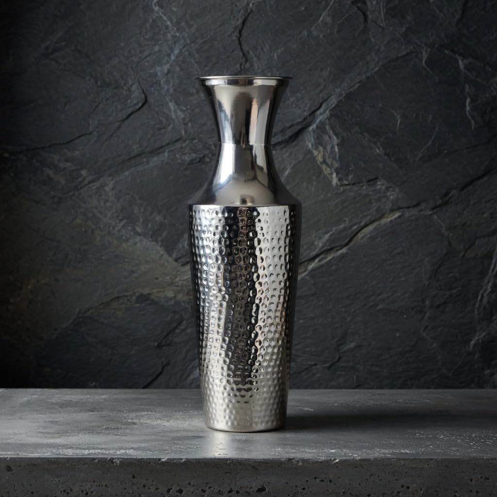 Hosley 18 Inch High Silver Color Metal Floor Vase. Ideal for Dried Flowers Gift for Floral Arrangements Wedding Home Spa Votive Candle Gardens P9