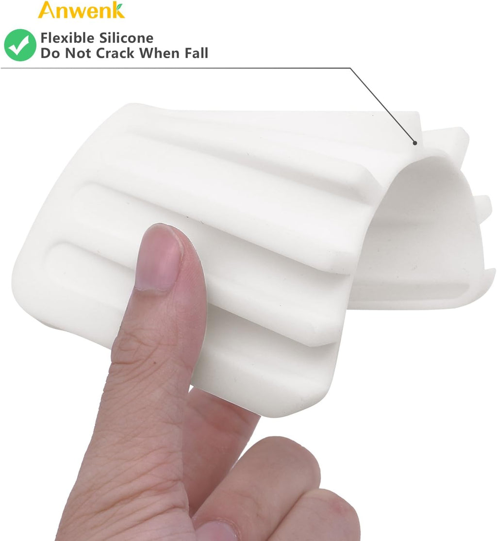 Anwenk Flexible Silicone Soap Dish Shower Waterfall Tray Saver Holder Drainer for Shower/Bathroom/Kitchen/Counter Top, Keeps Soap Bars Dry and Clean, Easy to Clean - White, 2 Pack