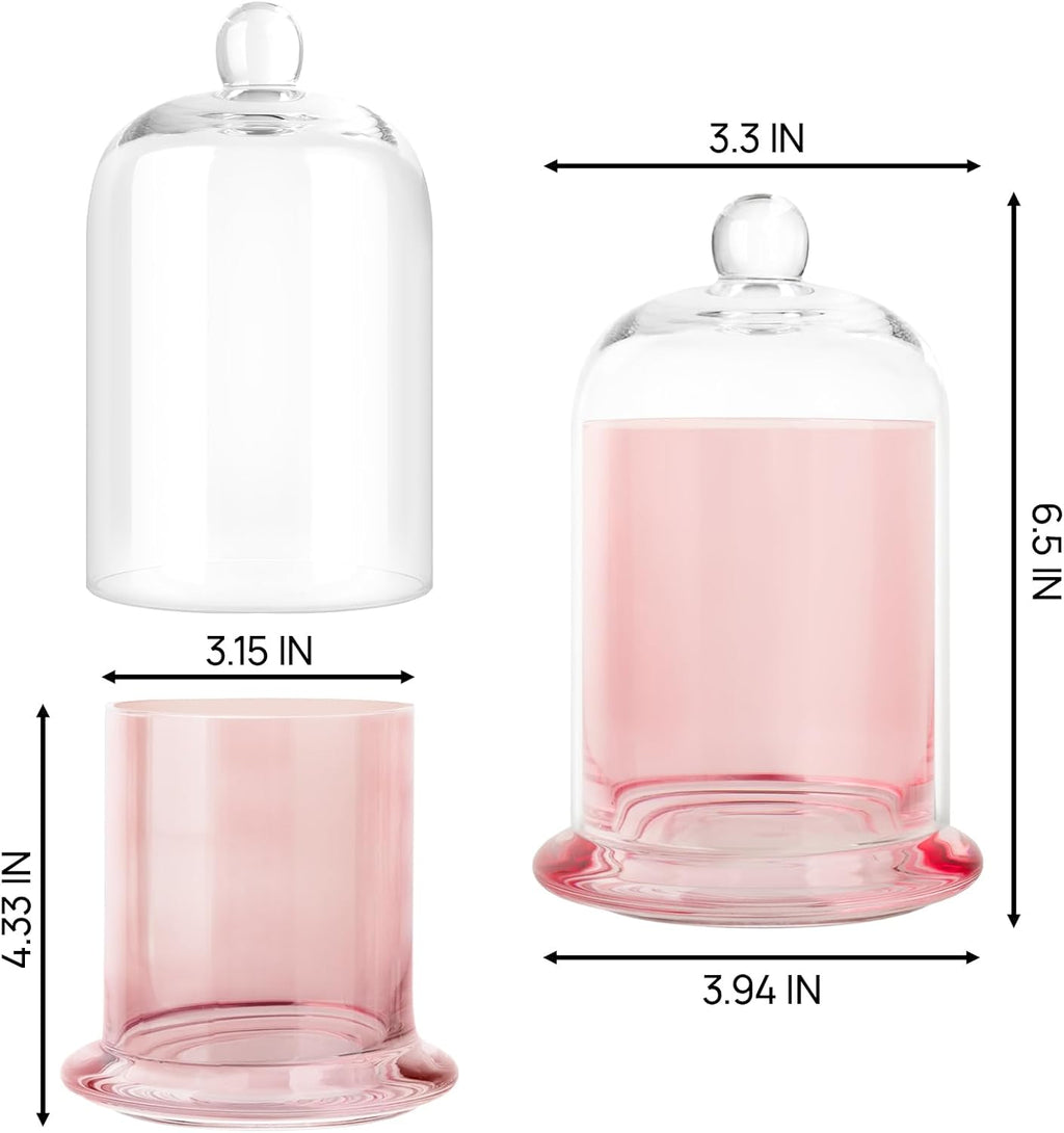 rejomiik Qtip Holder Glass Apothecary Jars with Lids Bathroom Storage Pink