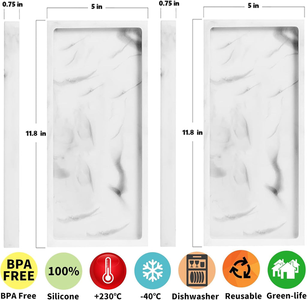2 Pack Silicone Bathroom Vanity Tray Large 11.8"