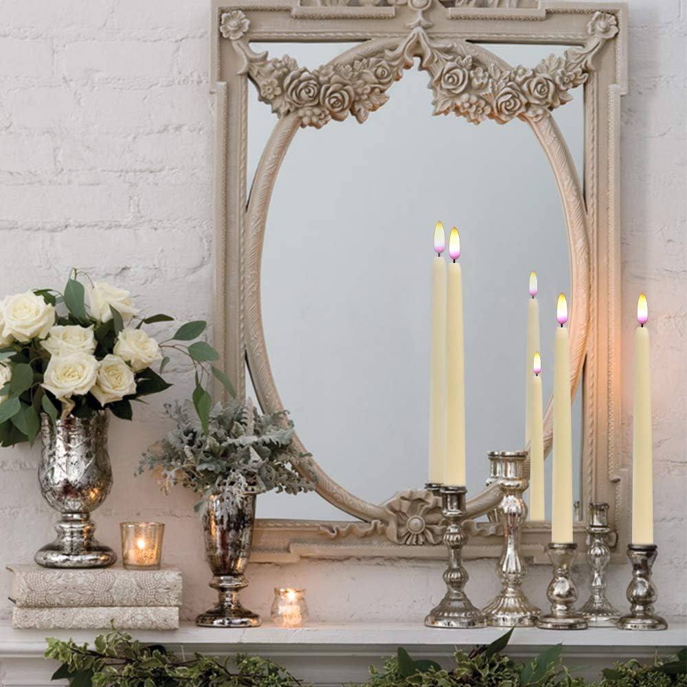 Wondise 11 Inch Flameless Flickering Taper Candles with Remote and Timer
