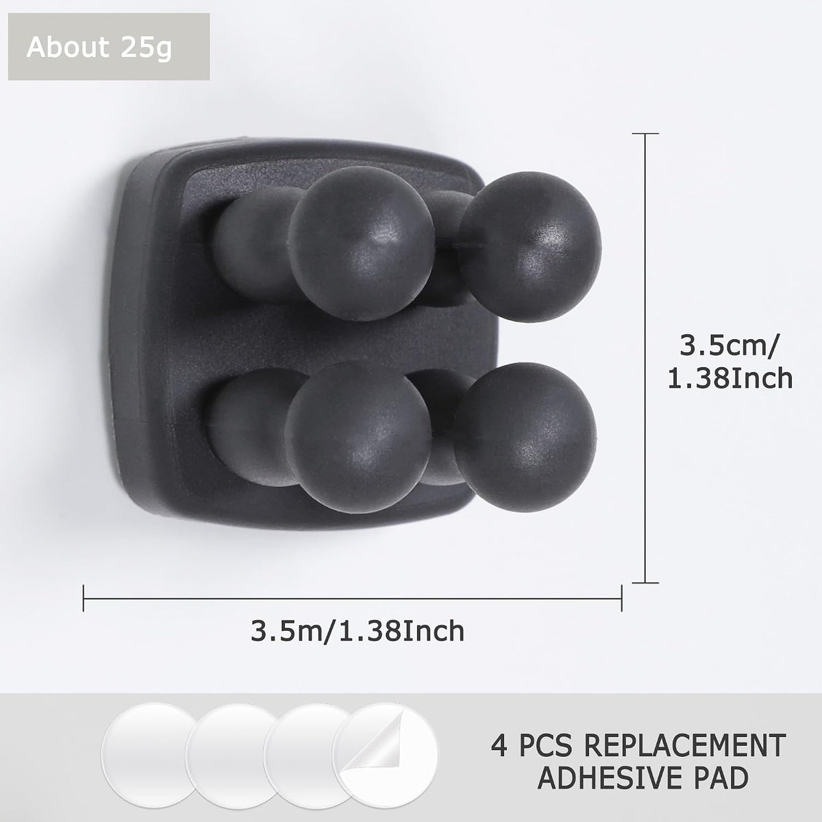 Silicone Toothbrush Holder Multi-Function Hook Waterproof self Adhesive Single Toothbrush Hook Plug Holder for Wall for Hanging Bathroom Kitchen Living Room Office (Square-Black)