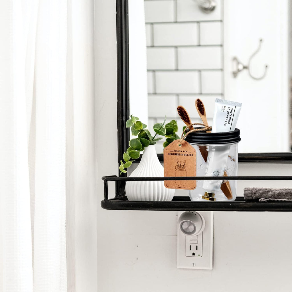 Amolliar Mason Jar Toothbrush Holder - Rustproof Stainless Steel, Black