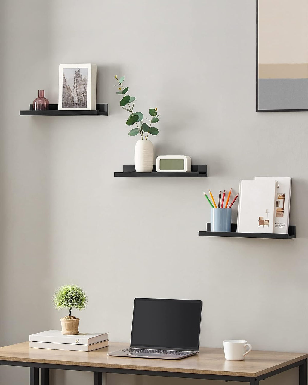SONGMICS Floating Wall Shelves, Set of 3, 15-Inch Wide