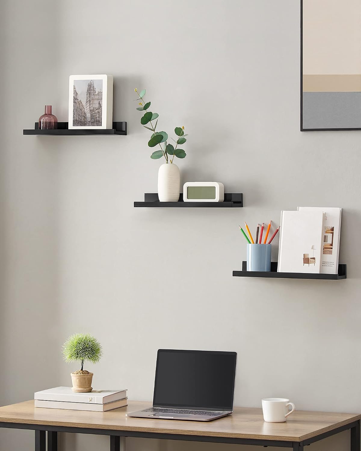SONGMICS Floating Wall Shelves, Set of 3, 15-Inch Wide