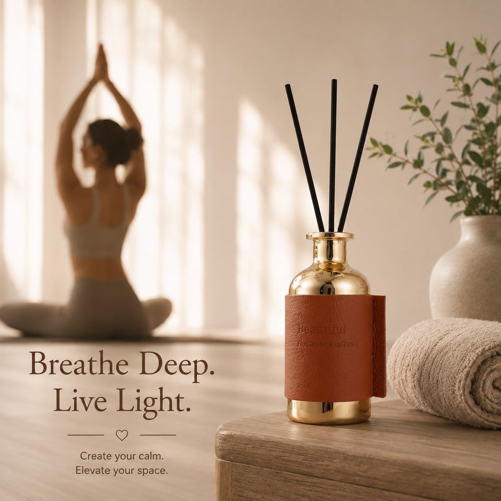 Reed Diffuser Set, Pretty Valley Home Diffuser 80Ml / 2.7 fl OZ Gift Box - Includes Reed Diffuser Sticks, Long Lasting Fragrance Oil and Glass Bottle for Office Living Room Decor (Beautiful)
