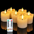 Homemory 2"x2" Real Wax Flameless LED Votive Candles, Timer Remote, 6 Pack